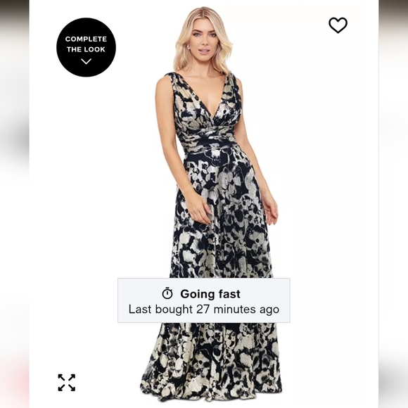 Betsy & Adam Petite Metallic Floral-Print Evening Gown- 10P - Picture 1 of 6